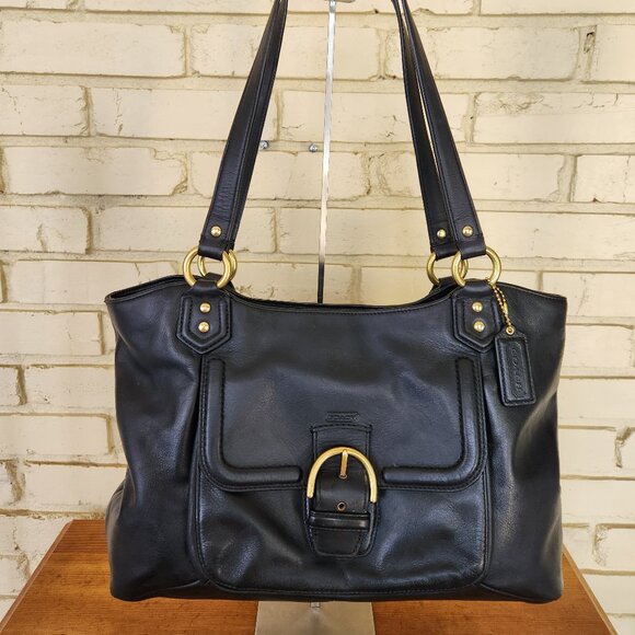 Euc Coach Campbell Belle Black Leather Shoulder Bag Purse